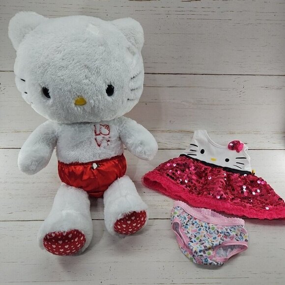 Build-A-Bear Workshop Other - Build A Bear Hello Kitty Plush White Red‎ Hearts Love Sequins Dress Sanrio Doll